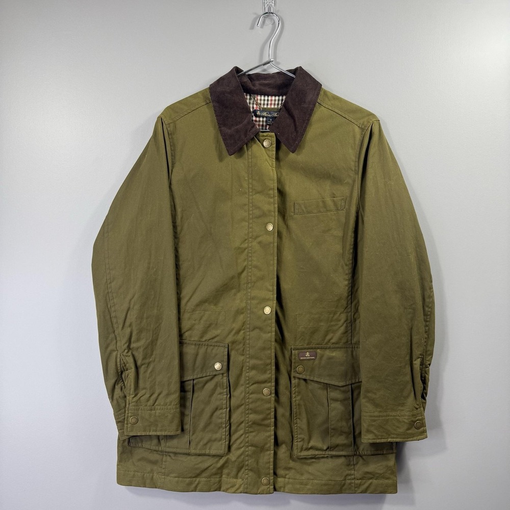BNWT Brooks Brothers Waxed Jacket Womens 10 Green Cotton Twill Field Coat